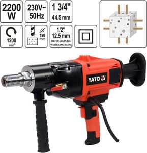 YATO Kernbohrmaschine de professionelle Diamantkernbohrmaschine, nass und trocken, mit Stativ de Getriebe, 2200 W, bis 180 mm de Durchmesser