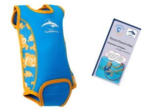 Lampiphant® + Konfidence Babywarma, Schwimm-Anzug mit Plitsch-Platsch-Fibel, Clownfisch,12-24 Monate