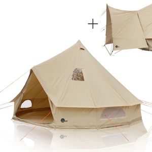 yourGEAR Zelt Desert 10 Pro UV50+ Baumwolle  - Campingzelt Tipi Familienzelt mit Vordach