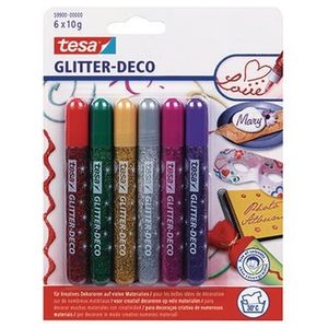 tesa Glitzerkleber "Glitter Deko" Tube Classic Colors Inhalt: 6 x 10 g