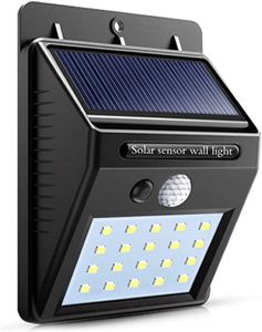 Wisam® LS20 Solarleuchte mit Bewegungsmelder 20 LED Wandleuchte Outdoor Schwarz
