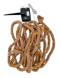 Garden Pleasure Hanfseil mit Solarbeleuchtung Dekorative Beleuchtung und speziell für den Innenbereich geeignet, braun, Único