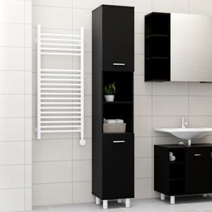 Möbel Badezimmerschrank Schwarz 30x30x179 cm Holzwerkstoff - Badezimmer 802625