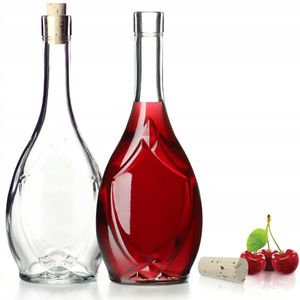 KADAX sklenená fľaša s tesnou korkovou zátkou, fľaša na olej so vzorom hrozna, fľaša na ocot 500 ml - 2 kusy