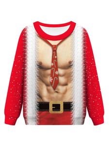 Herren Weihnachtspullover Christmas Sweatshirt 3D Ugly Weihnachten Jumper Xmas Pullover Rot, Größe: L