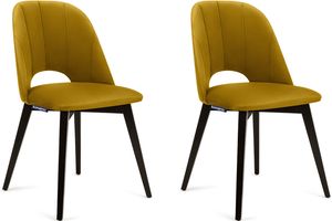 Konsimo Židle  2 ks "BOVIO", Žlutá, látka/dřevo, moderní, 48x86x44 cm