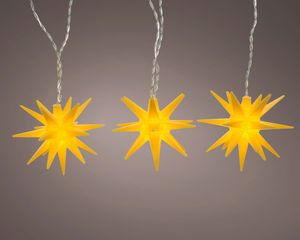 Lumineo 490730 3D Sterne in Gelb Weihnachtsstern Kunststoff Lichterkette Lampe Adventsstern 2,8 Meter mit 8 Sternen in- outdoor