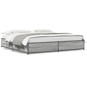 Rám postele sivý Sonoma 180x200 cm materiál na báze dreva a kovu