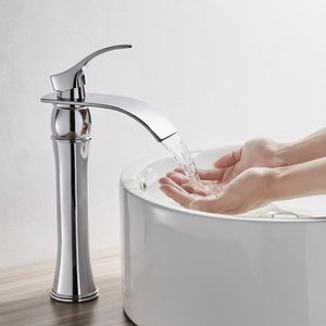 Auralum Wasserhahn Bad Armatur Waschtischarmatur mit Hoher Wasserfall Auslauf für Badezimmer Waschbecken