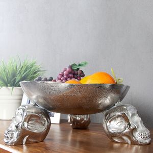 riess-ambiente Design Deko-Schale SKULL 35cm silber Aluminium Totenkopf Schale