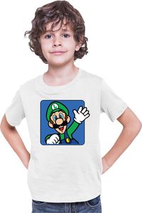 Mario Brother Luigi koszulka dzieci?ca Super Mario Luigi Bowser Nintendo, 9-11 lata - 140/Bia?y