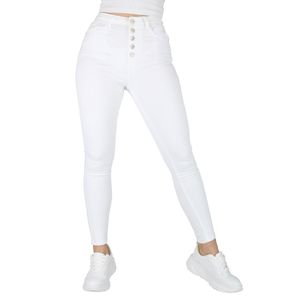 Giralin Damen Hello Miss Jeans Casual High Waist 5-Pocket-Style Hose 837403, Farbe: Weiß, Größe: 50