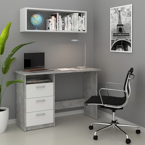 Livinity® Schreibtisch Meiko, 120 x 50 cm, Beton/Weiß