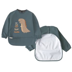 Ärmellätzchen Größe S mit Auffangtasche Baby und Kleinkind aus recyceltem Polyester Print Roar Dino Lätzchen