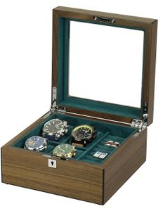 Rothenschild Uhrenbox RS-2440-W für 4 Uhren und Manschettenknöpfe