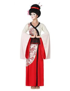 Edle Ge Damenkostüm Kimono rot-weiss