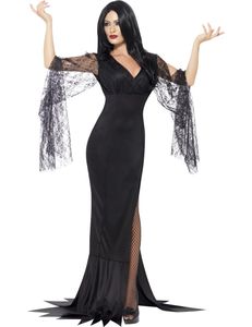 Elegante Gothic-Hexe Halloween-Damenkostüm schwarz