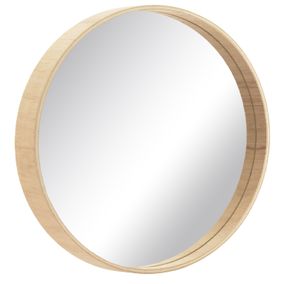 BD ART Runder Spiegel 70 cm. Boho, skandinavischer Spiegel, natürliche Holzfarbe