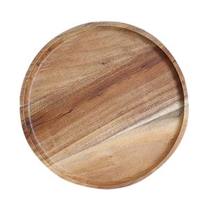 1er-Pack Speiseteller aus Akazienholz, runde Holzteller, einfache Reinigung und geringes Gewicht für Gerichte, Snacks und Desserts