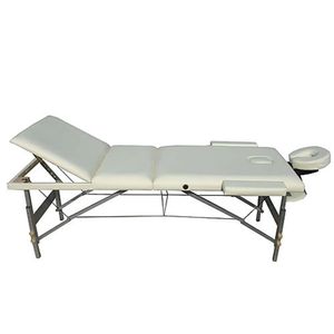 Mucola Massageliege 3 Zonen Massagebank klappbar Kosmetikliege Massagetisch mobile Therapieliege Aluminiumgestell - Creme