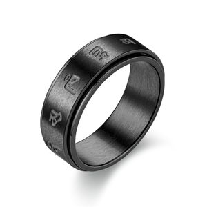 Paar Ring Retro Drehbare Edelstahl Graviert Poliert Stress Relief Casual Frauen Männer Finger Ring Mode Schmuck-Schwarz,US 6