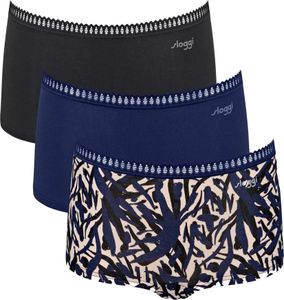 Sloggi Damen Pantys, 3er Pack - GO Crush Short C3P, Unterhose, Stretch-Baumwolle Blau XL