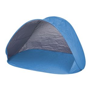 Pop Up Strandmuschel blau mit Tragetasche - 145 x 100 cm - Strand Zelt selbstaufstellend mit UV 50+ Schutz - Windschutz Sichtschutz Garten Picknick Wurfzelt für 2 Personen