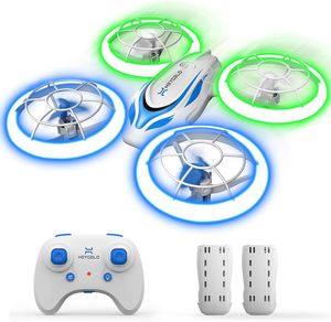 Drohne für Kinder, RC Quadcopter Mini-Drohne mit 2 Batterien, blauen und grünen Lichtern, automatischer Höhenhaltung, 3D-Flip, Headless-Modus