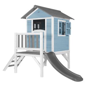 AXI Spielhaus Beach Lodge XL in Blau mit Rutsche in Grau | Stelzenhaus aus  Holz für Kinder | Kleiner Spielturm für den Garten