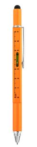 NEO TOOLS Multifunkční kovové pero 5 v 1, černé; pravítko, šroubovák, vodováha; stylus/dotykové pero pro obrazovku; dárková krabička, čtvercový průřez,