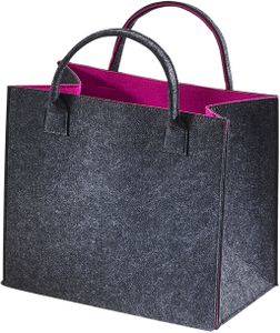 Kobolo plstěná taška shopper z plsti šedá fuchsiová