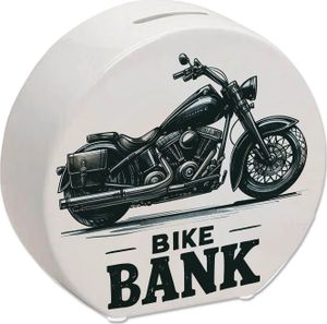 Cruiser Motorrad Spardose mit Spruch Bike Bank