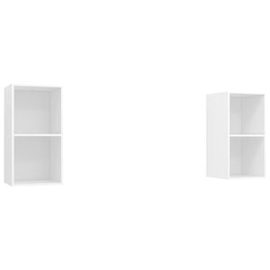 【NEW】2-er Set TV-Wandschränke Hängeschrank Hängeboard Wohnzimmer Weiß Spanplatte DE7042