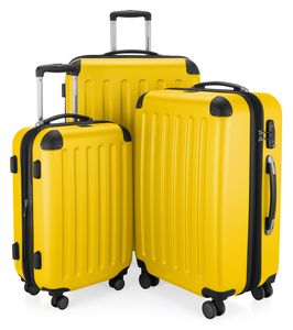 HAUPTSTADTKOFFER - Spree - Kofferset 3tlg Hartschalenkoffer Reisekoffer mit Erweiterung Set, TSA, 4 Rollen, S M & L,Gelb