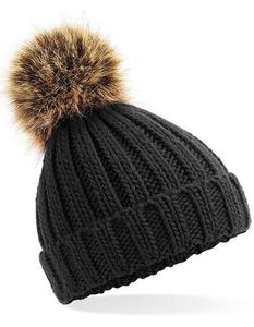 Čepice Beechfield Faux Fur Pop Pom Chunky Beanie