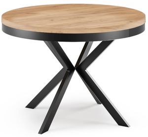 Runder Ausziehbarer Esstisch - Loft Style Tisch mit Metallbeinen - 100 bis 180 cm - Industrieller Quadratischer Tisch für Wohnzimmer - Kompakt - 100 cm - Eiche Craft