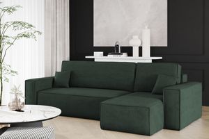 Ecksofa mit schlaffunktion und bettkasten, Sofa L-form, Couch L-form BEST Dicker Cord Rechts Grün