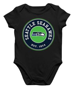 Seattle Seahawks - American Football NFL Super Bowl Kurzarm Baby-Body, Schwarz, 3/6, Vorne