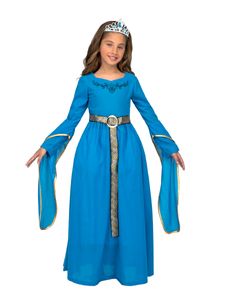 Mittelalter-Prinzessin Kostüm für Mädchen Faschingskostüm blau