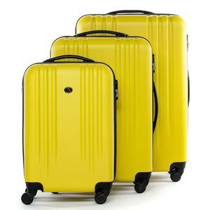 Trolley-Koffer Marseille, 3-teiliges Set, hochwertige Hartschalenkoffer mit 4 bequemen 360-Grad-Schwenkrädern, gelb, 3er-Set