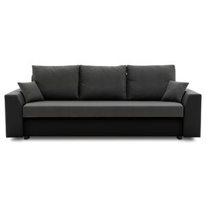 Couch PAUL 1 PRO 190x140 mit Schlaffunktion - Farben zur Auswahl - Schlafcouch mit Bettkästen, Stoff TRINITY 15 + REAL 11 - DUNKELGRAU UND SCHWARZ