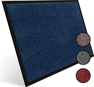 Entrando Fußmatte 40x60 cm in Blau Schwarz - waschbar, rutschfest, dünn, für innen und außen - ideal für Haustür, Flur, Balkon, Terrasse - Schmutzfangmatte Carpet Fußabtreter Türmatte Schuhabstreifer Fußabstreifer Fußmatten Schmutzmatte Schuhmatte Türvorleger Doormat Fussabstreifer Teppich für draußen Fussmatten für den Aussenbereich Fussmatten