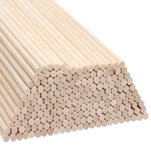 Belle Vous Natürliche Rundstab Holz Holzstäbe zum Basteln (200er Pack) - 18 cm - Extra Lange Unbearbeitete Holzdübel 5 mm Holz zum Basteln - Dübel