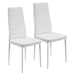 Juskys Esszimmerstühle Loja Stühle 2er Set Esszimmerstuhl - Küchenstühle mit Kunstleder Bezug - hohe Lehne stabiles Gestell - Stuhl in Weiß
