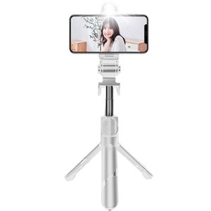 Selfie-Stick-Stativ mit Fernbedienung und LED-Licht, ausziehbarer Selfie-Stick für iPhone und Android-Smartphone, bestes Geschenk für Frauen, weiß