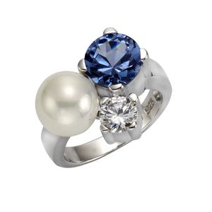 Zeeme Pearls Ring 925/- Sterling Silber weiß 052 (16,6) Perle weiß 273270438-3