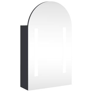 vidaXL Spiegelschrank mit LED-Beleuchtung Gewölbt Grau 42x13x70 cm