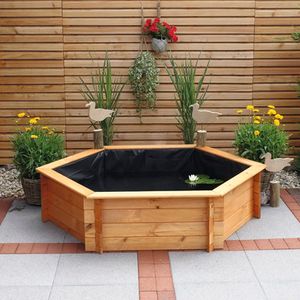 Hochteich promadino Miniteich 6eck-Hochteich , honigbraun mit Teichfolie 145 x 128 x 41 cm