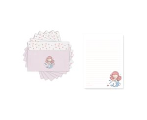Friendly Fox Kinder Briefpapier Meerjungfrau, 1x DIN A5 Briefblock Schreibblock mit Linien und 20 Umschläge, Briefpapier Set für Mädchen