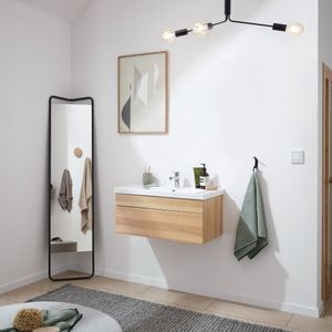 HOME DELUXE - Badmöbel WANGEROOGE BIG S - Holz (HB) Badezimmermöbel Waschbecken Unterschrank Spiegel